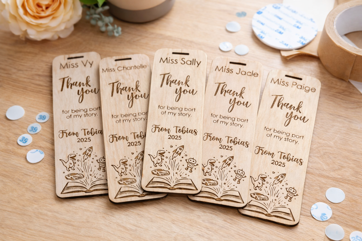 Wooden Bookmark – Teacher Thank You Gift – Personalised