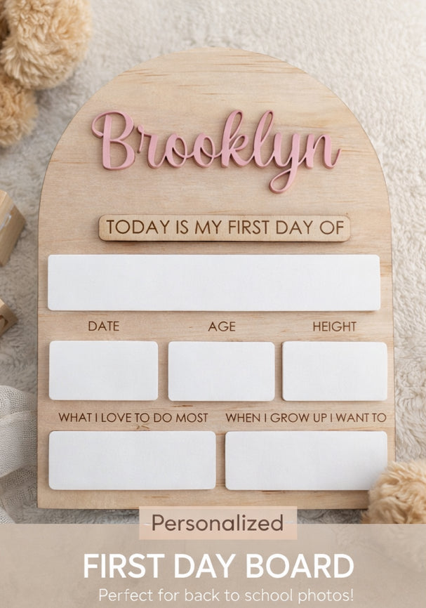 First & Last Day Plaque – Back to School Photo Prop – Personalised
