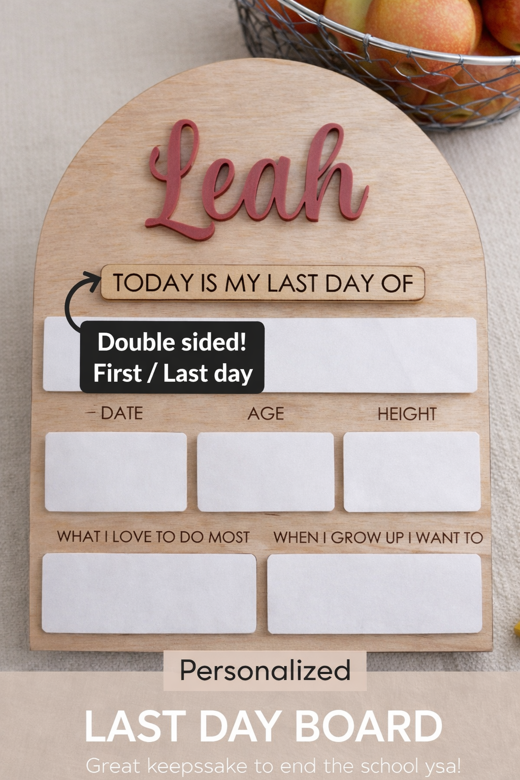 First & Last Day Plaque – Back to School Photo Prop – Personalised